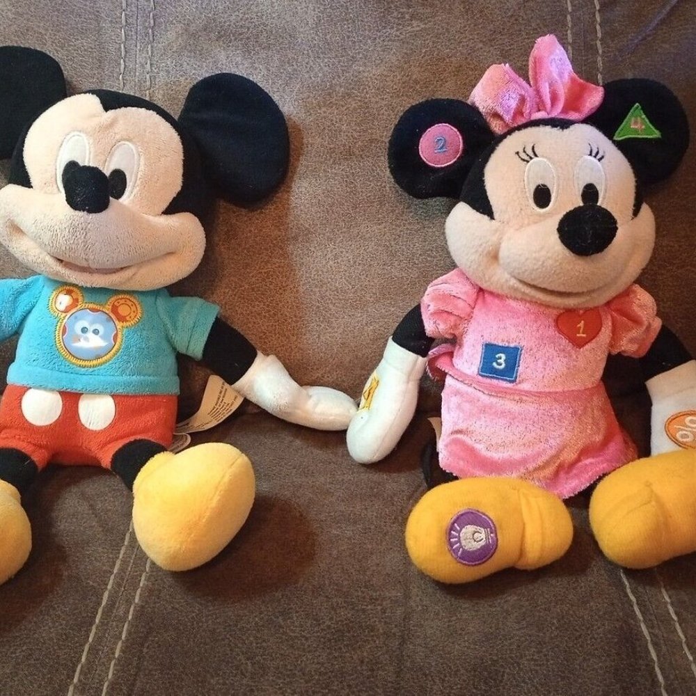 2 Disney Mickey And Minnie Mouse Singing Stuffed Animal Plush Toys 12", WORKS